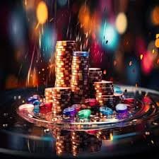 Suasana kartu meja blackjack dengan dealer dan pemain virtual
